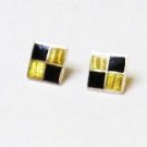 Chequered Sterling Silver Ear Rings