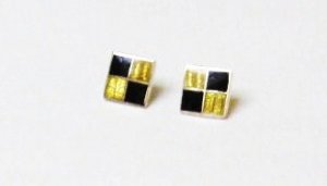 Chequered Sterling Silver Ear Rings