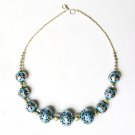 Blue Enameled Beaded Necklace