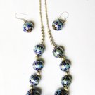 Blue Beaded Necklace and Ear Ring Set