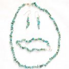 TQ062       Turquoise Earrings, Necklace and Bracelet Set