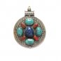 TB001       Tibetan Turquoise Coral and Lapis Lazuli Pendant