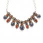 Tibetan Lapis Lazuli and Coral Necklace in Sterling Silver