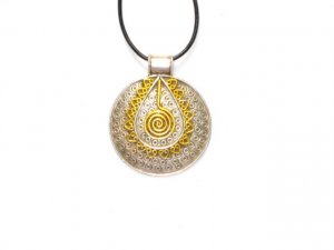 Sterling Silver Round Pendant with Gold Plated Inset