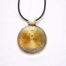 AQ009       Round Sterling Silver Pendant with Gold Inset