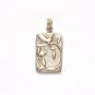 AQ017       Rectangle Sterling Silver Pendant w/ Leaves