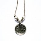 AQ025       Round Sterling silver Pendant in Silver Oxidized Chain