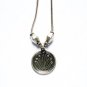 AQ025       Round Sterling silver Pendant in Silver Oxidized Chain