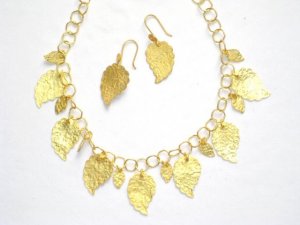Gold Plated Necklace in Sterling Silver with Matching Earrings