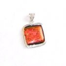 Fire Colored Dichroic Glass Silver Pendant
