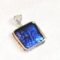 Deep Ocean Colored Dichroic Glass Silver Pendant