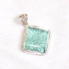 Sky Blue Colored Dichroic Glass Silver Pendant