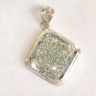 Sand Colored Dichroic Glass Silver Pendant