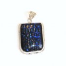 Deep Ocean Colored Dichroic Glass Silver Pendant
