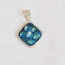 Deep Ocean Colored Dichroic Glass Silver Pendant