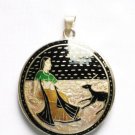 Double Sided Enameled Pendant in Sterling Silver