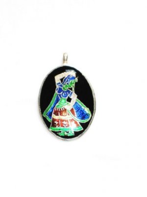 Enameled Pendant in Sterling Silver