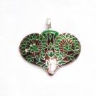 Two Swans in Love - Enameled Pendant in Sterling Silver