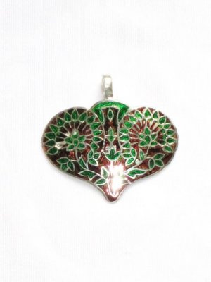 Two Swans in Love - Enameled Pendant in Sterling Silver