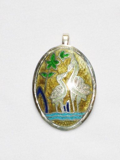 Enameled Pendant in Sterling Silver