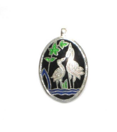 Enameled Pendant in Sterling Silver