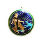 Enameled Pendant in Sterling Silver