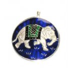 Elephant - Enameled Pendant in Sterling Silver