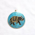 Elephant - Enameled Pendant in Sterling Silver
