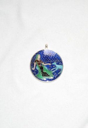 Enameled Pendant in Sterling Silver