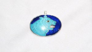 Enameled Pendant in Sterling Silver