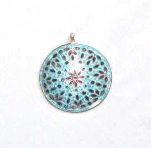 Enameled Pendant in Sterling Silver