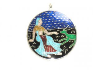 Enameled Pendant in Sterling Silver