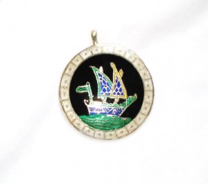 Enameled Pendant in Sterling Silver
