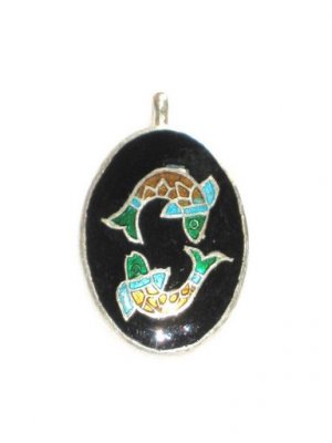 Enameled Pendant in Sterling Silver