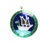 Enameled Pendant in Sterling Silver