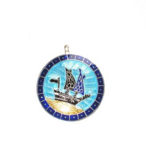 Enameled Pendant in Sterling Silver