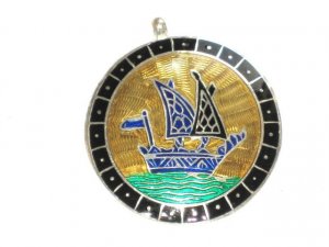 Enameled Pendant in Sterling Silver