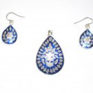 MN176       Enameled Pendant and Earrings Set in Sterling Silver