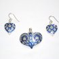 Enameled Pendant and Earrings Set in Sterling Silver