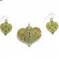 MN179       Enameled Pendant and Earrings Set in Sterling Silver