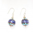 Enameled Earrings  in Sterling Silver