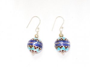 Enameled Earrings  in Sterling Silver