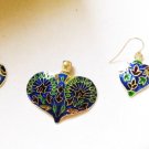MN253       Enameled Pendant and Earrings Set in Sterling Silver