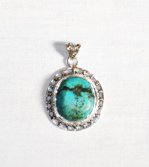 PN283  Turquoise Pendant in Sterling silver