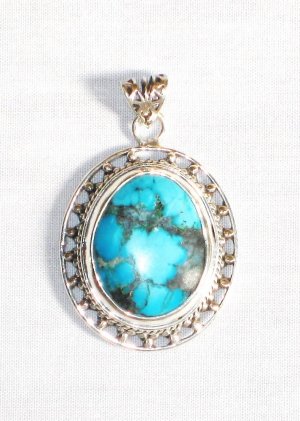 PN284  Turquoise Pendant in Sterling silver