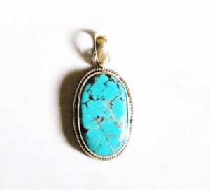 PN293  Turquoise Pendant in Sterling silver