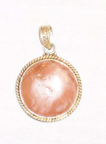 PN495 Rose Quartz Pendant in Sterling Silver