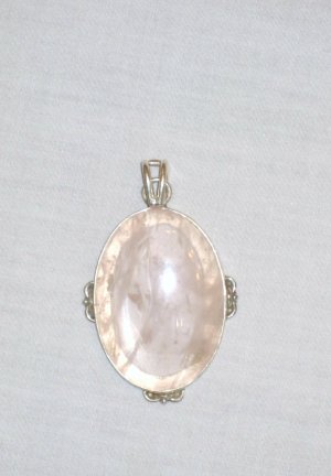 PN502 Rose Quartz Pendant in Sterling Silver