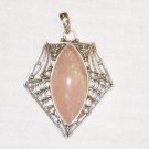 PN512 Rose Quartz Pendant in Sterling Silver