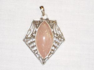 PN512 Rose Quartz Pendant in Sterling Silver